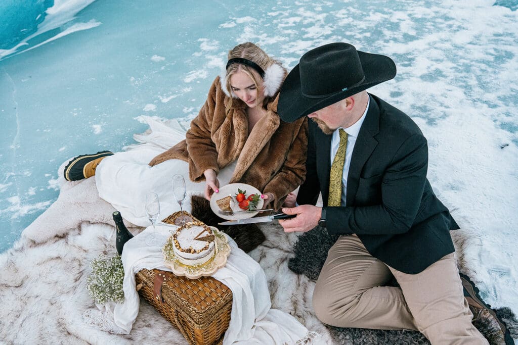 catering on glacier for elopement