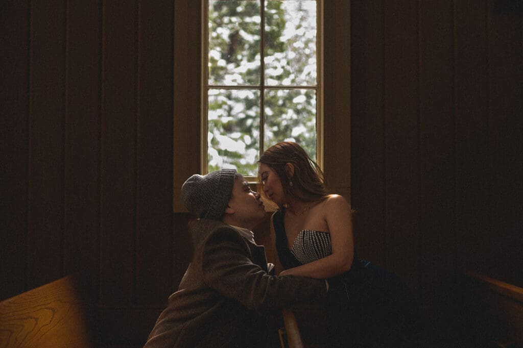 Quiet intimate moment in yosemite chapel