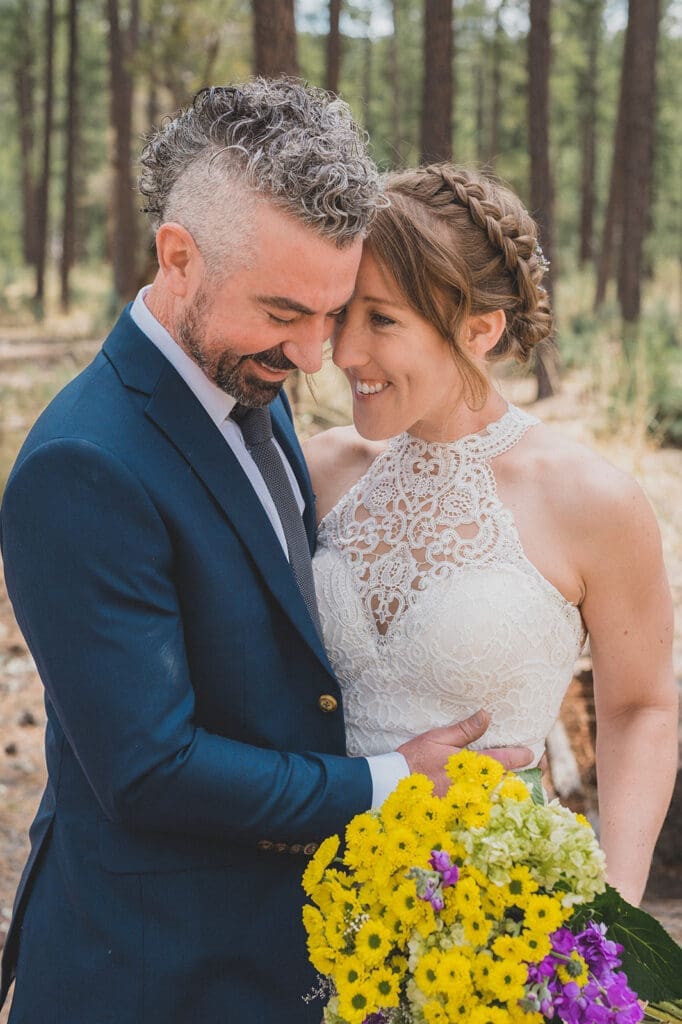 cute couple in forest eloping