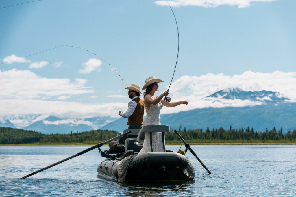 Fly fishing elopement in Alaska